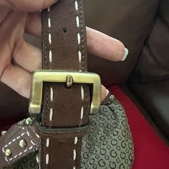 RARE Vintage Brown GUESS GG Patterned HOBO Bag - Picture 4 of 9